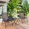 Set of 2 Folding Patio Chairs with Sling and Armrest Outdoor Dining